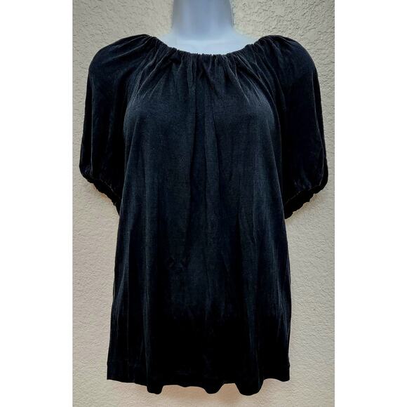 Banana Republic Black Pleated Keyhole Back Silk Top Medium Lightweight Flowy - Picture 1 of 5